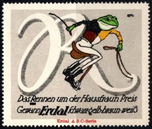 Vintage Germany Poster Erdal ABC Letter Series Frogs The Race For The Housewife