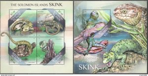 2013 Solomon Islands Skink Fauna Reptiles Lizards #2027-31 1+1 ** Ls124