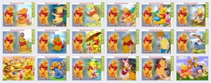 Stamps.Cartoons ,Winnie The Pooh 2022 year, sheet 16 stamps  perforated