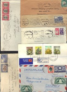 SOUTH AFRICA 1940-70's COLL OF 11 COMM CVRS MOST TO US VARIOUS FRANKINGS & TOWNS