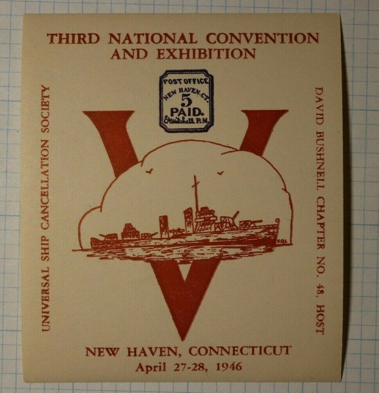 USCS Convention New Haven CT Local Post 1946 Philatelic Souvenir Ad Label