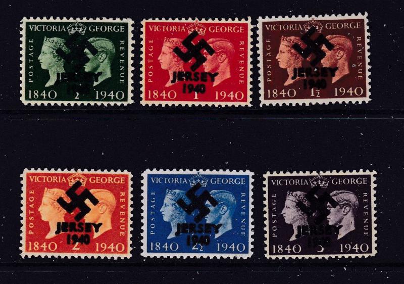 Jersey the GB 1940 set with Swastika overprint