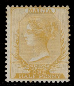 MALTA QV SG13, ½d yellow, M MINT. Cat £150.