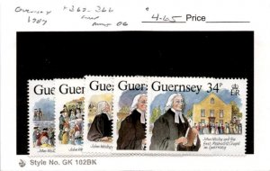 Guernsey, Postage Stamp, #362-366 Mint Hinged, 1987 John Wesley (AB)