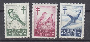 J29968, 1952  finland set mh #b117-9 birds