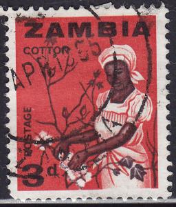 Zambia 7 USED 1964 Woman Picking Cotton