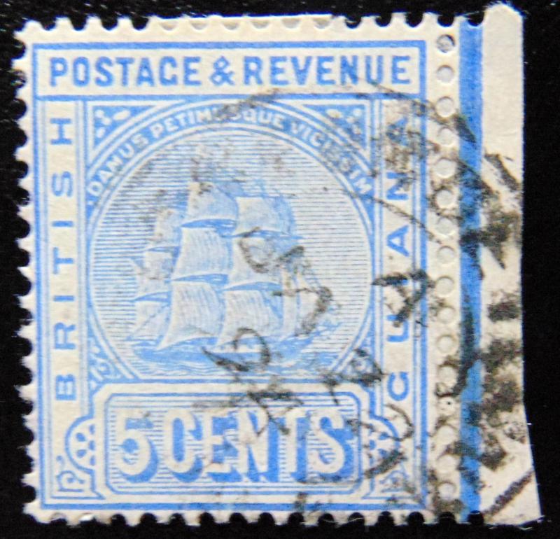 BRITISH GUIANA 1891 5c Colony Seal Used WATERMARK : CROWN & CA