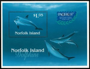 Norfolk Island 1997 - Dolphins, Pacific Exhibit - Souvenir Sheet - Sc 623a - MNH