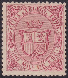 Cuba 1870 telégrafo Ed 8 telegraph MNG(*)