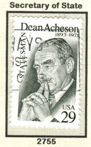 SC# 2755 - (29c) - Dean Acheson, used single from album.