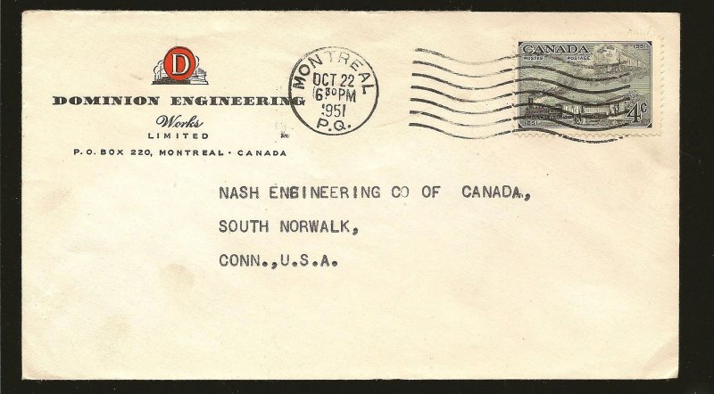 Canada 311 Trains on Postmarked Montreal PQ 1951 Advertising Cover