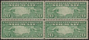 USA SC #C9 MNH B4 1927 20c Map, Mail Planes CV $50.00