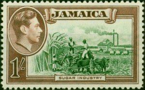 Jamaica 1938 1s Green & Purple-Brown SG130 Fine LMM