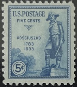 Scott #734 1934 5¢ General Tadeusz Kosciuszko unused hinged VF