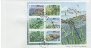 Alderney 2010 FDC Sc 367a Dragonflies Sheet of 6