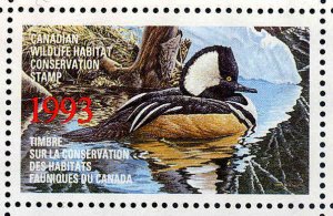 CANADA 1993 DUCK STAMP MINT IN FOLDER AS ISSUED HOODED MERGANSER by Ken Ferris