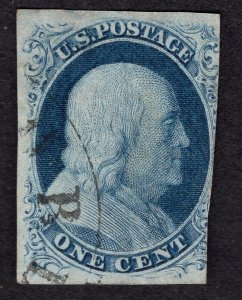 US #8a  Fine Used. Light Cancel, w/cert