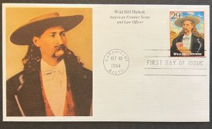 OLD WEST WILD BILL HICOCK #2869o OCT 18 1994 LARAMIE WY FIRST DAY COVER BX3-1