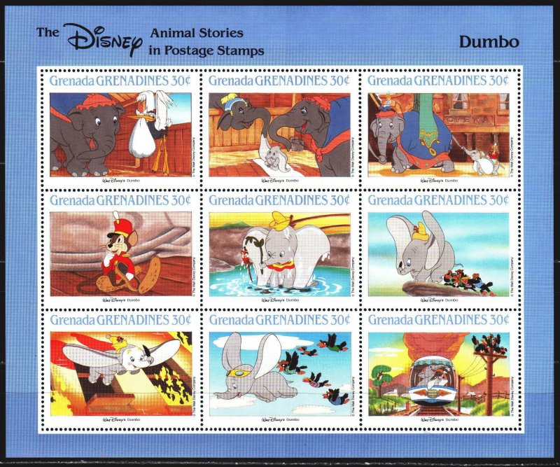 Grenada. 1988. Small sheet 1000-8. Disney, cartoons. MNH.