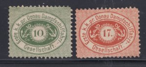 Germany 1866 Erste K.K Pr Donau Dampschiffahrt Gesellschaft 2 diff Private Issue
