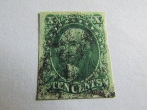 US Stamps,Scott #15,Used 1855 XF 10¢ Nice Large Margins, w/R.Doporto Certificate