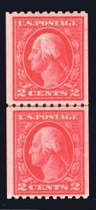 MOMEN: US STAMPS #442 COIL LINE PAIR MINT OG NH VF $175 LOT #79902