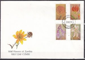 Zambia, Scott cat. 482-485. Wild Flowers issue. First day cover.
