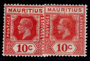 MAURITIUS GV SG230 + 230a, 10c DIE VARIETIES, M MINT. Cat £20.