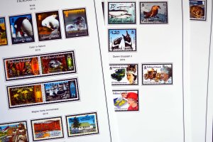 COLOR PRINTED FALKLAND ISLANDS 2011-2020 STAMP ALBUM PAGES (36 illustr. pages)