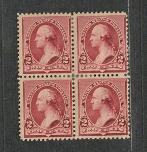 US Sc#219d M/H/F, Block Of 4 Crease On Right Stamps, Cv. $675