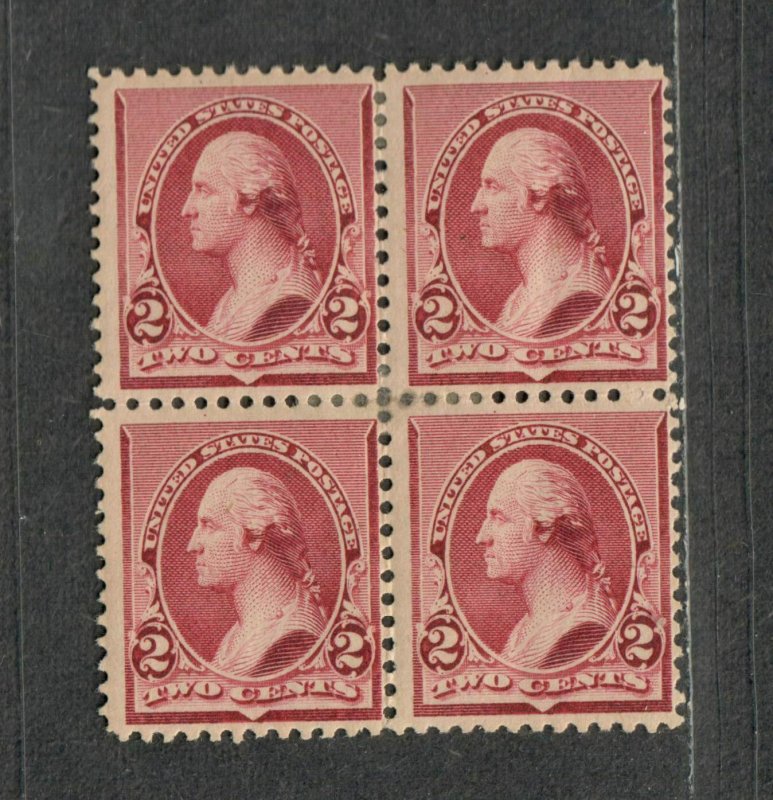 US Sc#219d M/H/F, Block Of 4 Crease On Right Stamps, Cv. $675