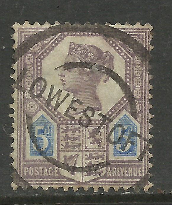 GB 1888 QV 5d Purple/Blue DIE 2 SG 207a Pmk Lowerstoft ( E531 )