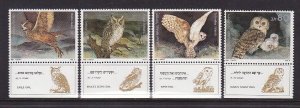 Israel 956-59 MNH 1987 Various Owls Full Set w/Tabs Very Fine