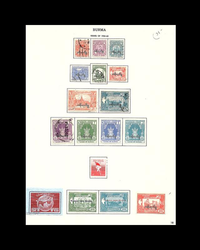 VINTAGE: BURMA 1945-72 USD/LOTS OF MINT LH SCOTT # ASST PAGES $298LOT #B1945B