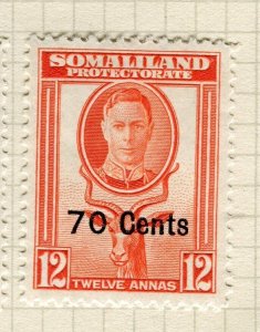 SOMALILAND; 1950s early GV IV surcharged issue Mint hinged 70c. value