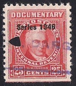 #R444 25 cents1946 Documentary Stamp used EGRADED VF 81