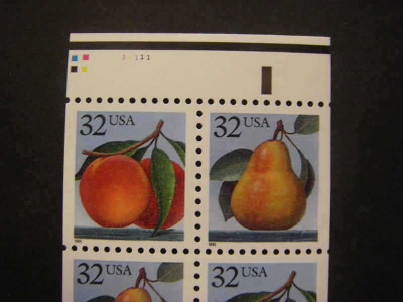 Scott 2488a, 32c Peach & Pear, UNFOLDED Pane of 10, #11111 Pos 40, MNH booklet