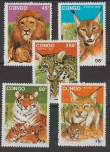 1992 Congo Brazzaville 1326-1330 Cats of prey 5,50 €