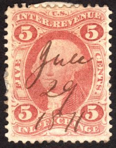 1870, US 5c, Revenue, Used, Sc R27c