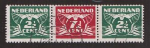 Netherlands 1941 used flying pigeon 2 1/2+7 1/2 _ 2 1/2 ct