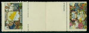 LIBERIA #C63-4v (Sanabria 94bv) Se-Tenant Gutter pair, perforated, NH, San. $350