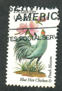 1960A Delwware Birds and Flowers used single - bullseye perf 11.25 x 11