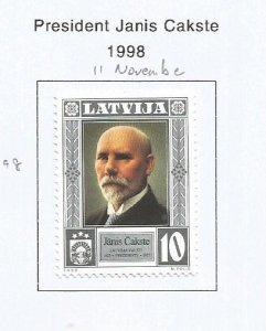 LATVIA - 1998 - Pres. Janis Cakste - Perf Single Stamp - Mint Lightly Hinged