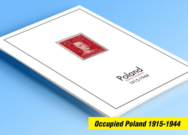 COLOR PRINTED OCCUPIED POLAND 1915-1944  STAMP ALBUM PAGES (15 illust. pages)