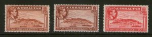 Gibraltar 1942 KGVI Sc 108,108a Perf,14,109 MH