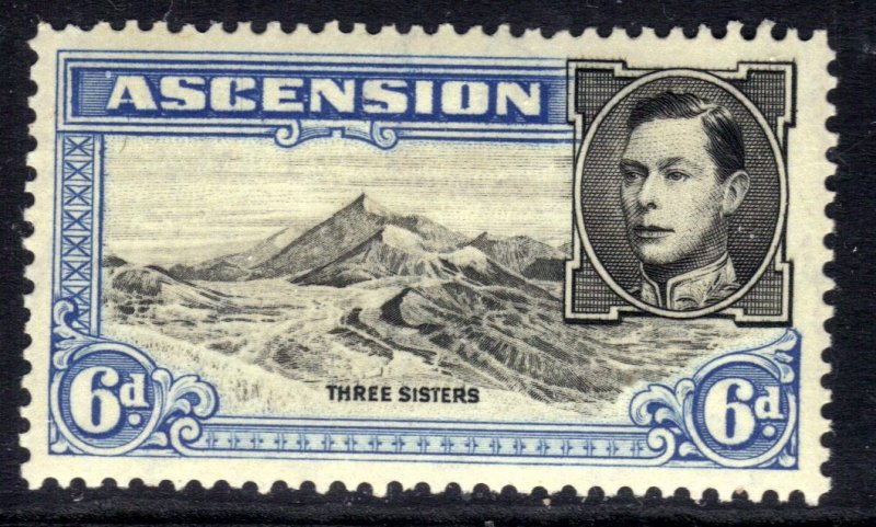 Ascension Island 1938 - 53 KGV1 6d Blue & Black MM SG 43 ( R479 )