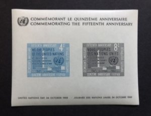 United Nations NY Scott 85. Souvenir Sheet 1960