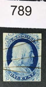 US STAMPS # 9 USED CAT. $100 LOT #789