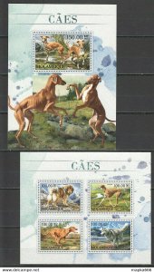 2016 Mozambique Fauna Animals Pets Dogs Caes 1+1 ** St2636