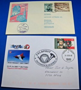 AUSTRIA LUFTPOST COVERS  -  LOT of 2  - 1962 & 2005     (CA-5)